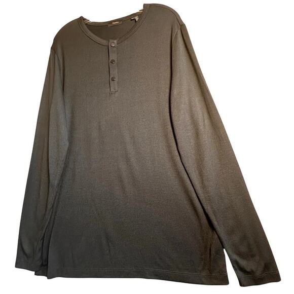 Theory Men's Snap Henley Black Modal Activate Jersey Sz XL Minimalist Casual EC - Picture 3 of 16